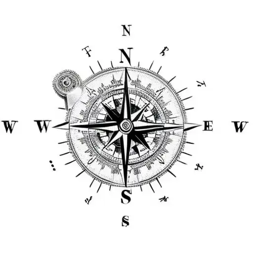 A Compass With Cardinal Points Adding A Hourglass