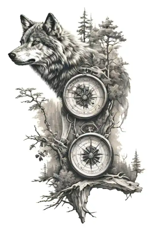 Wolf Compass Forest Landscape