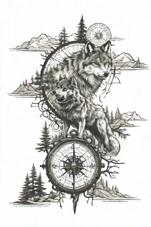 Forest Landscape Wolf Warrior Forest Landscape Compass