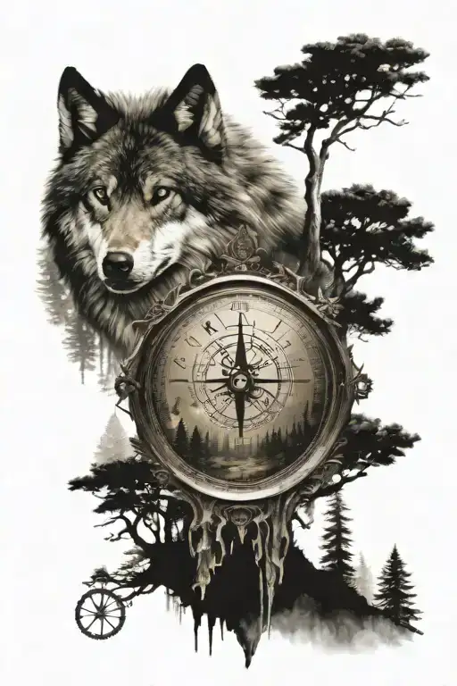 Forest Landscape Wolf Warrior Forest Landscape Compass