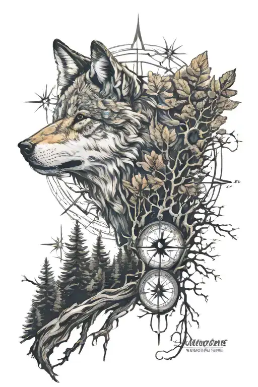 Dense Pineforest Roots Landscape Wolf Compass
