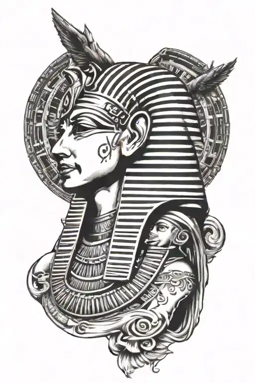 Egyptian Themes Sleeve Tattoo Design