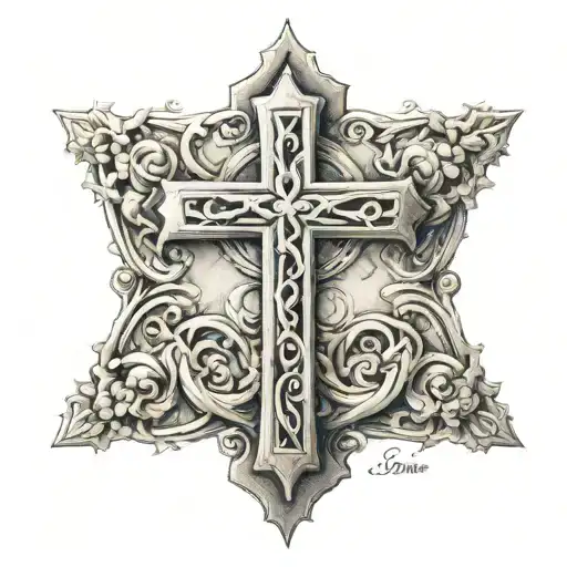 A Christian Cross With The Initials Hs Between The Arms