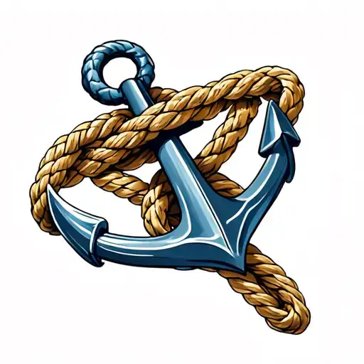 Anchor With Rope In A Knot