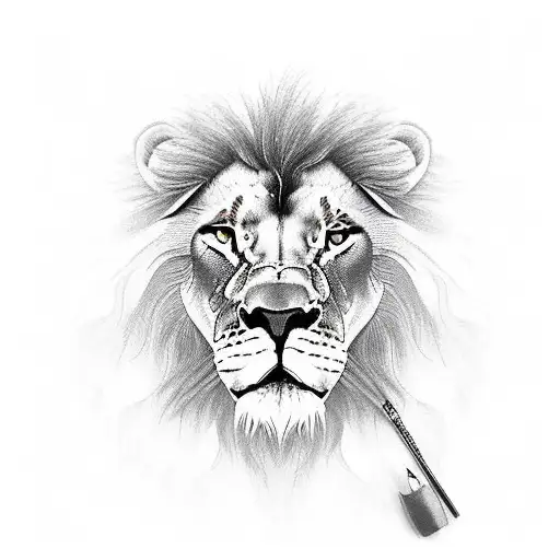 Half Real Heart And Half Realistic Lion With A Clock