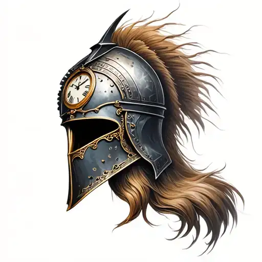 Warrior Helmet With Time Clock Tower
