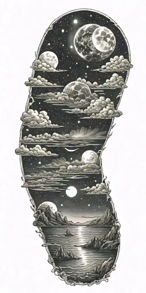 Eerie Night Sky Over Ocean