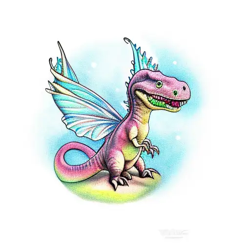 Cute Dinosaur With Fairy Wings