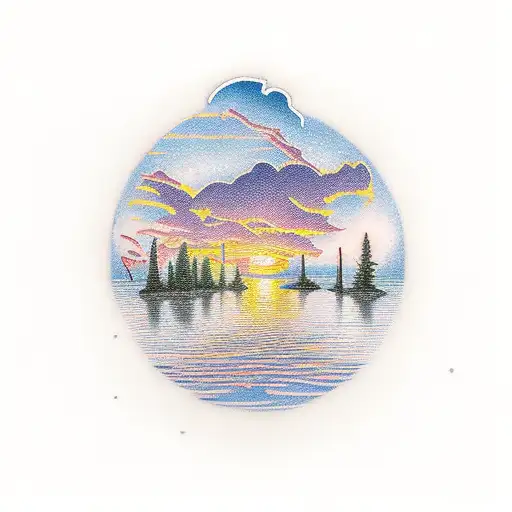 Lake Scene Ans Sunset