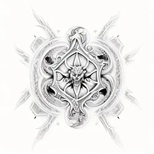 A Full Sleeve Tattoo Of A Celestial Battle Between Angels And Demons In Black And White