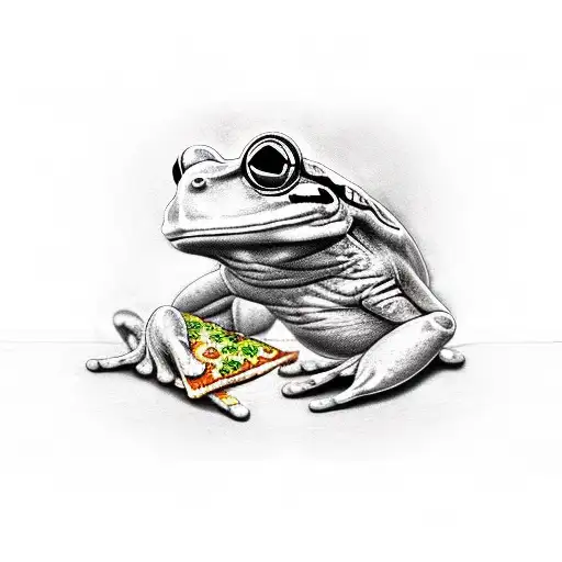Warrior Frog Eating Pizza