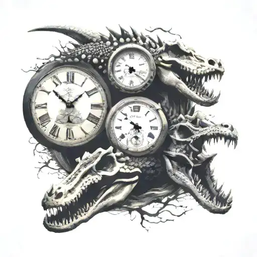Alligator Skulls Darkness Suffering Pain Clock Fading