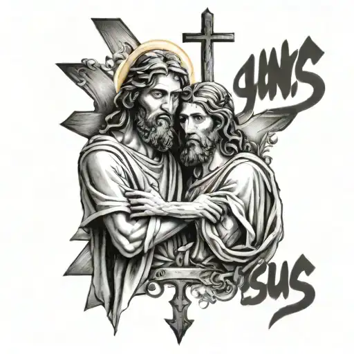 Joshua And Jesus Lettering Combination