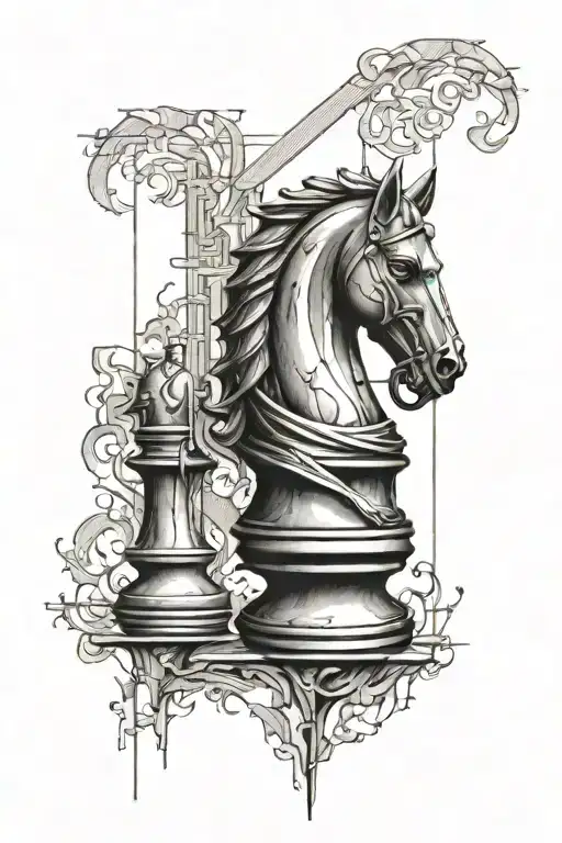 Chess Piece Knight With Architectural Lines
