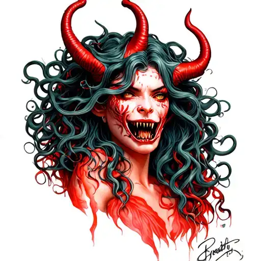 Devil Medusa Baring Fangs Woman