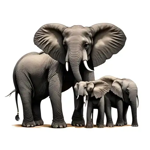 Elephant Family Of Three