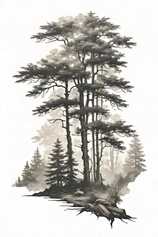 Foggy Forest Scene