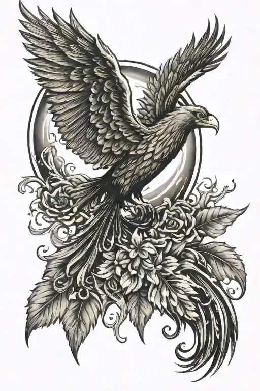 A Phoenix In Front Of The Sun