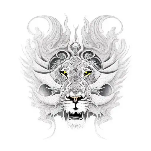 Lion Dragon With Tiger