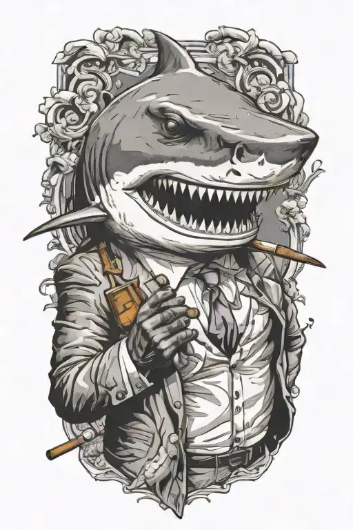 Shark Smoking A Cigar In A Miami Vice Suit