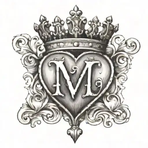 The Letter M With A Crown Of Hearts On Top
