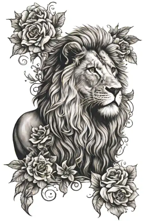 Flowery Lion With A Cross