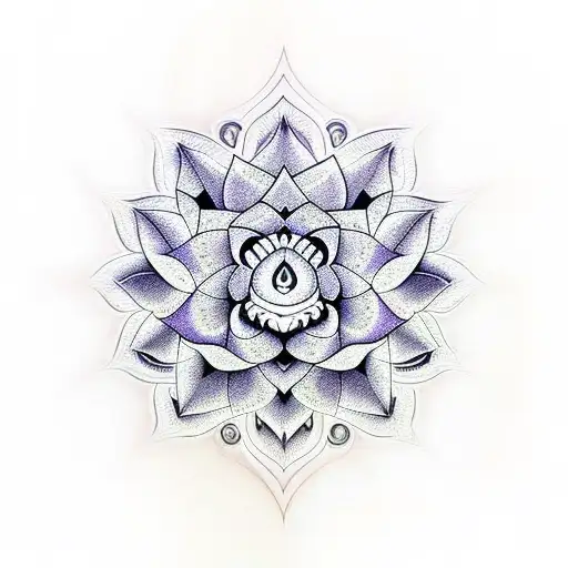 Lotus Flower Surrounded By Sacred Geometry