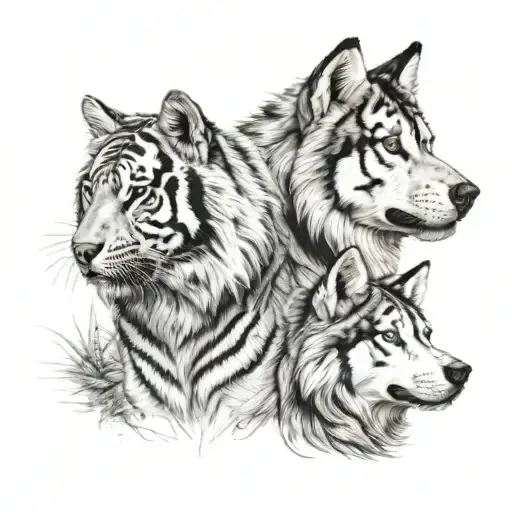 Tiger And Husky Dog