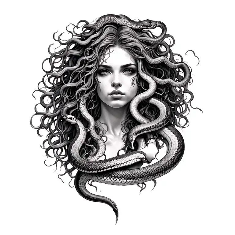 Woman Gorgon Medusa With Snake Hair