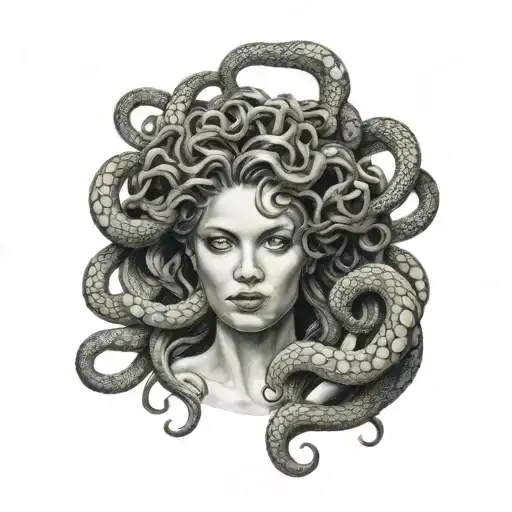 Medusa With Snakes Around Her Neck
