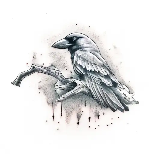 Crow Holding A Stick