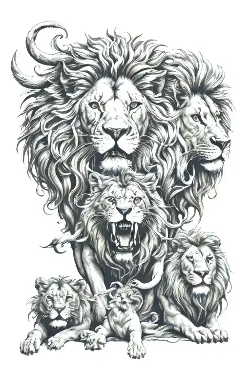 Worrier Men Along With Lion