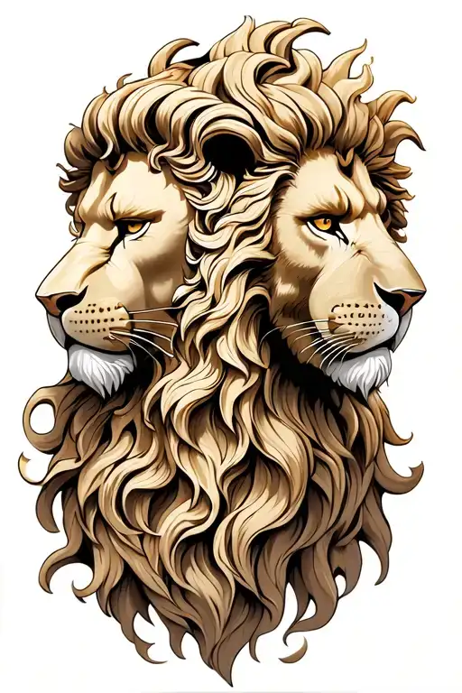 Greek Mythology Theme With Greek Gods And A Lion Head