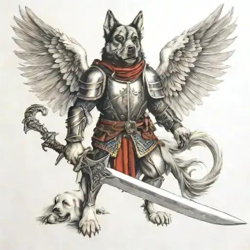Crusade Soldier Wings Sword Heaven Hell Hound