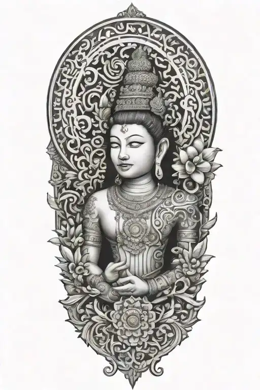 Thai Scroll Border Outline Empty Middle