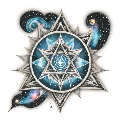 Throat Chakra Symbol Surrounded By A Galaxy