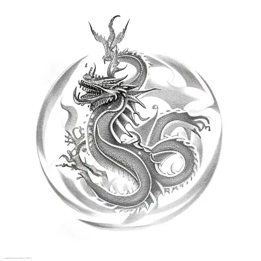 Viking Dragon And Tree Of Life