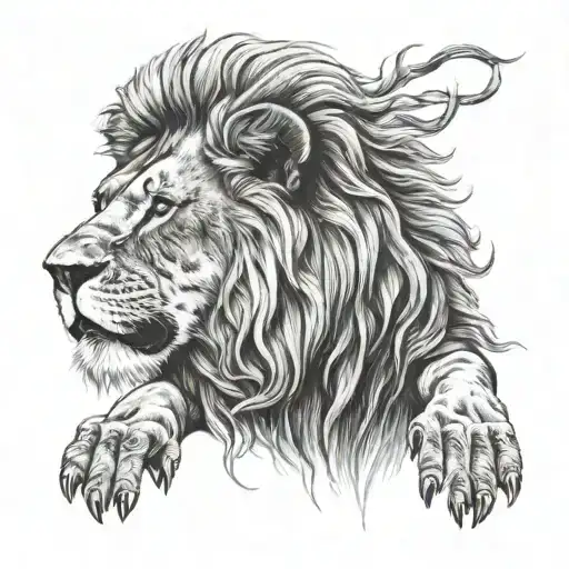 Lion With Hands Towards The Sky