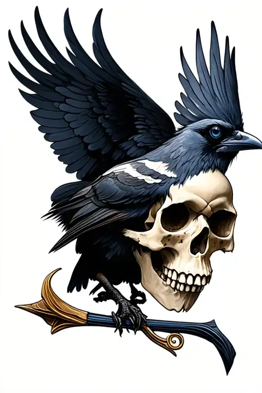 Raven With An Eye In The Bow On The Skull