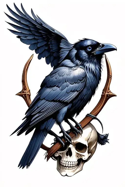 Raven With An Eye In The Bow On The Skull