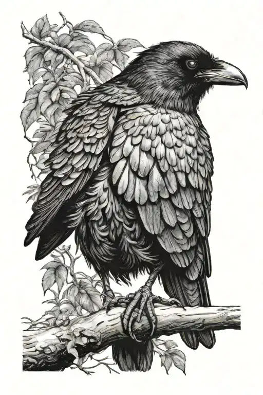 Crow Perched On A Branch