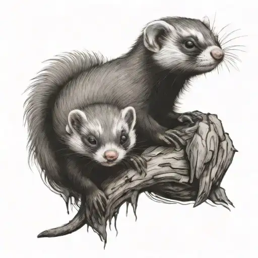 A Little Ferret Playing