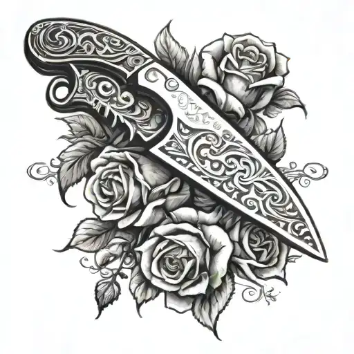 Chef Knife And Roses