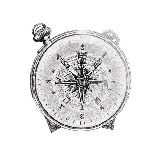 Brocken Pocket Watch With Compass With Ouroboros