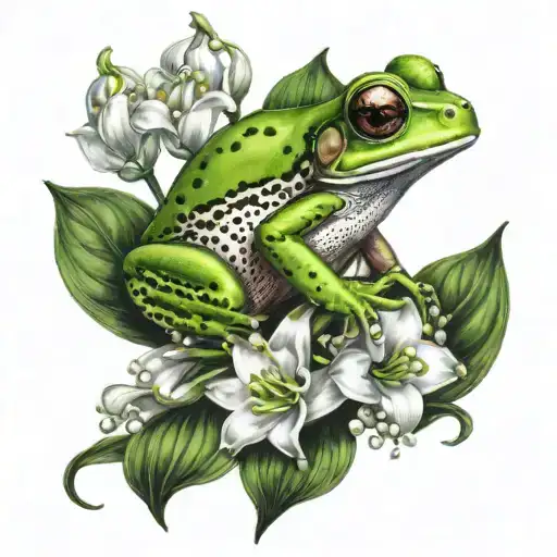 Tree Frog And Lily Of The Valley Flower Bouquet Wrapped