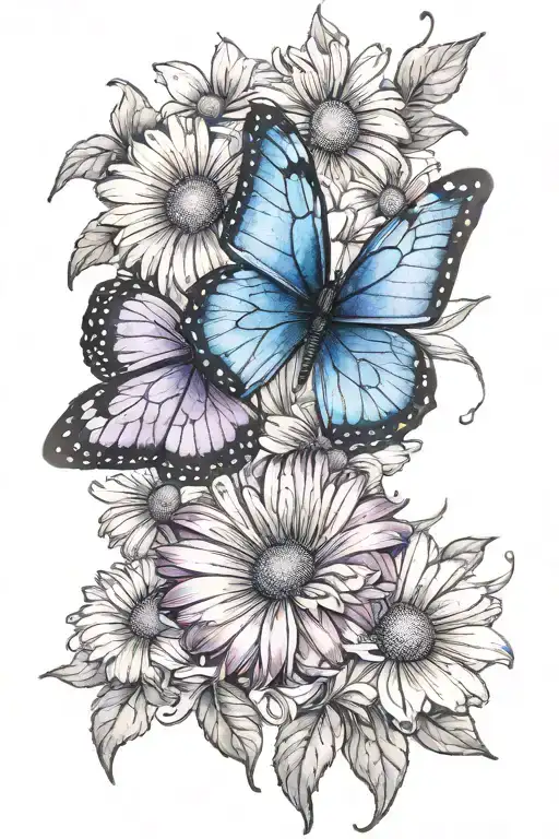 Purple Blue Butterfly Daisy