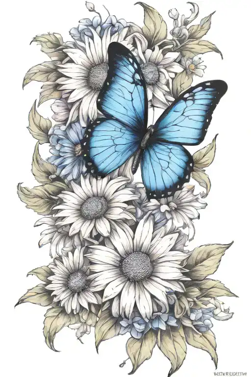 Purple Blue Butterfly Daisy