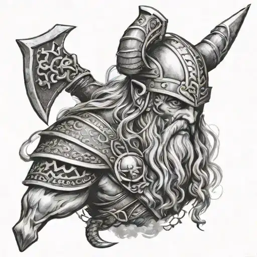 Viking With Axe And Skull