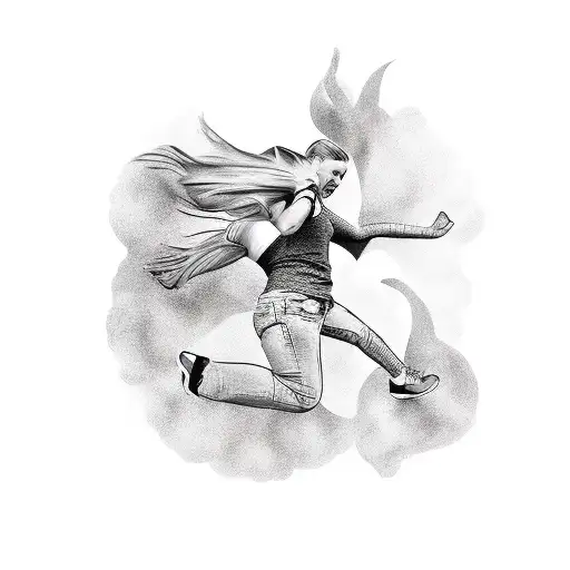 Girl Catching Guy Falling Through Mid-air