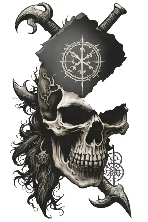 Back Skull Vegvisir Symbol